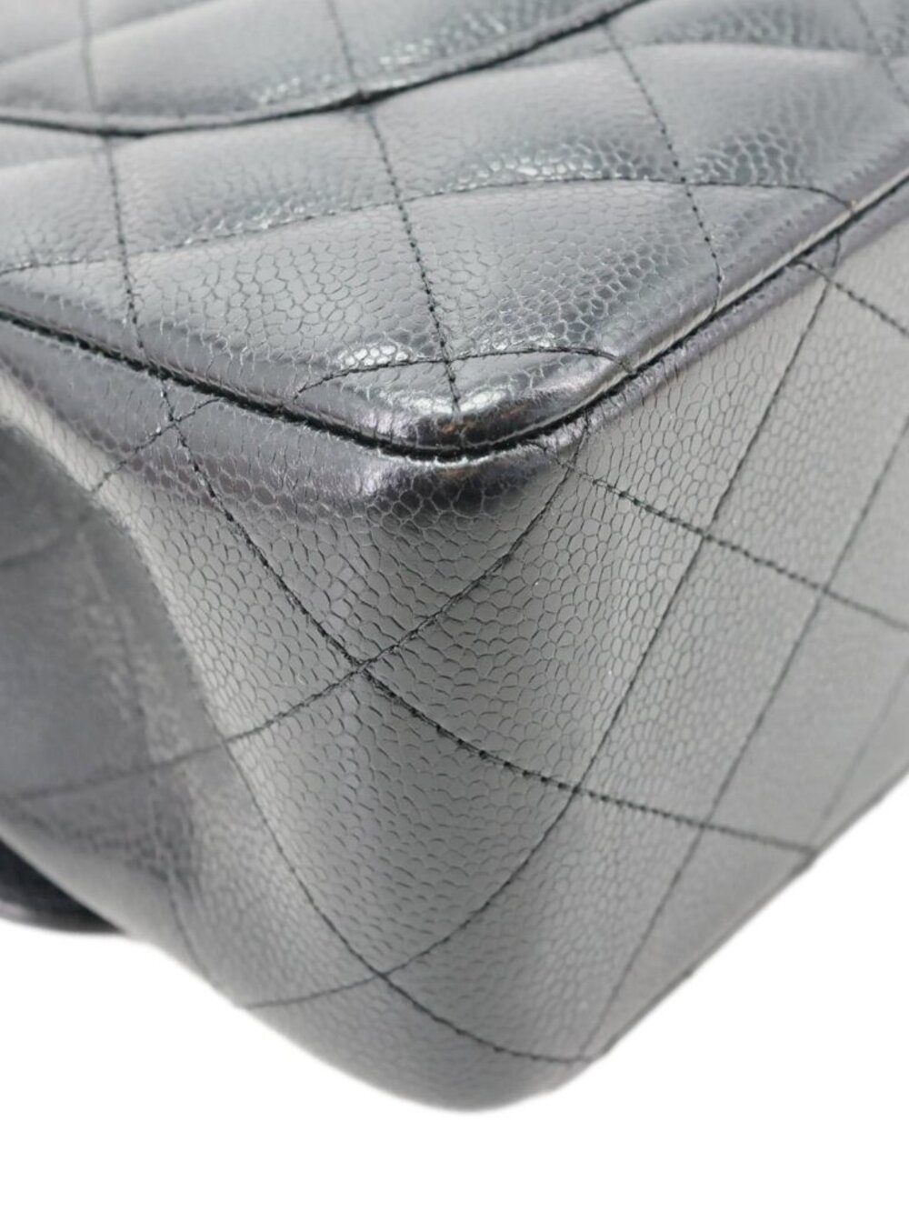 Chanel  Classic Double Flap Jumbo Quilted Caviar Leather Shoulder Bag Black - Picture 7 of 15